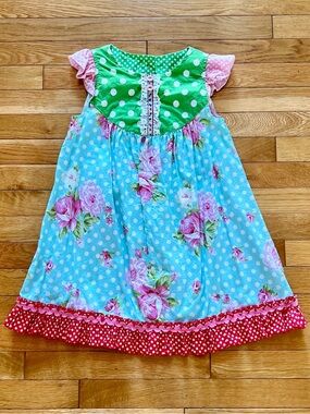 💕Size 8 Matilda Jane Clothing Platinum Lots Of Dots Girls Flutter Dress!